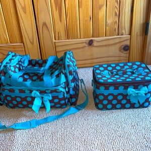 Matching polka dot travel set